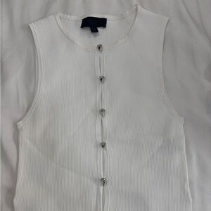 Zara White Sleeveless Button Down Shirt